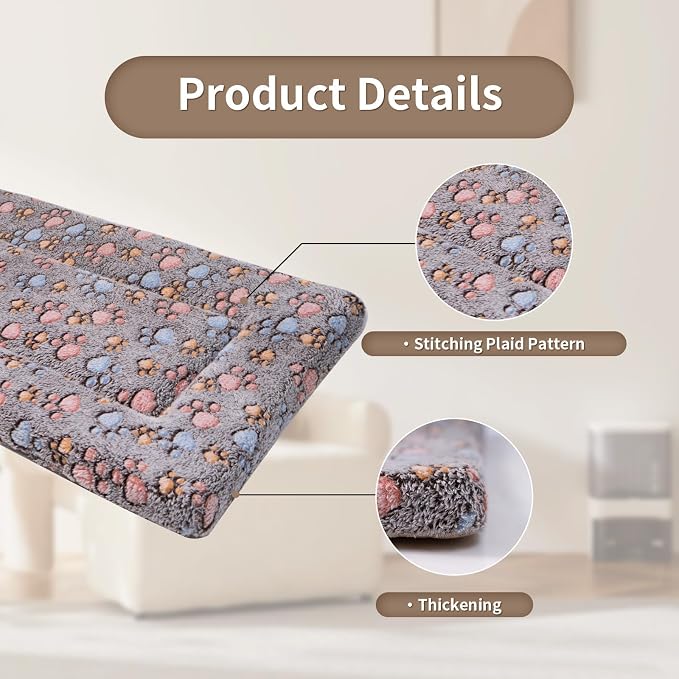 Dog Crate Mats Bed for Medium Dogs, 30x20 Inch Short Plush Pet Mat, 1.6-inch Thick Thin Kennel Pad, Machine Washable Ideal for 30-Inch Dog Crates