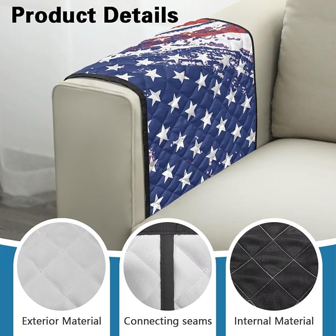 American Flag Sofa Arm Covers Couch Arm Rest Covers for Sofa Cat Scratch Proof Slipcover Easy to Clean Armchair Cover Reusable Furniture Protector