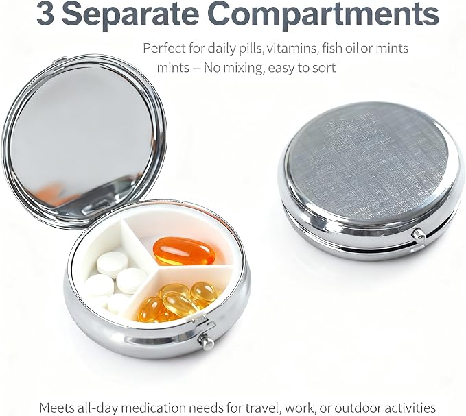 King Charles Cavalier Dogs Small Box for Pill,3 Compartment Pill Case Travel Medicine,Portable Pocket or Purse Pill Organizer Container Holder Hold Vitamins, Medication, Fish Oil Supplements