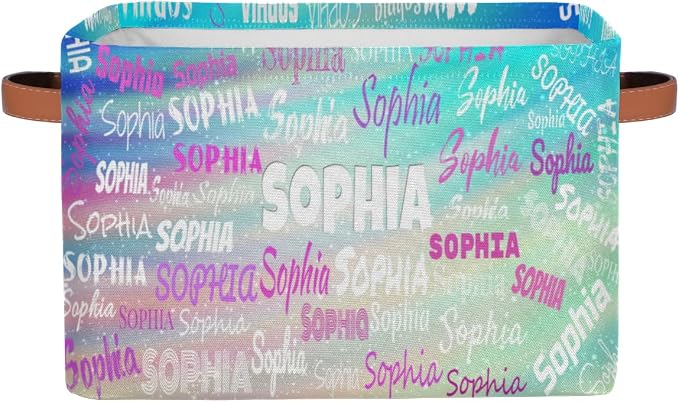 Custom Toy Box with Name Baskets Cubes, Gradient Green Color Galaxy | Organizing Boys Girls Pets Toys Closet Shelf Clothes Books