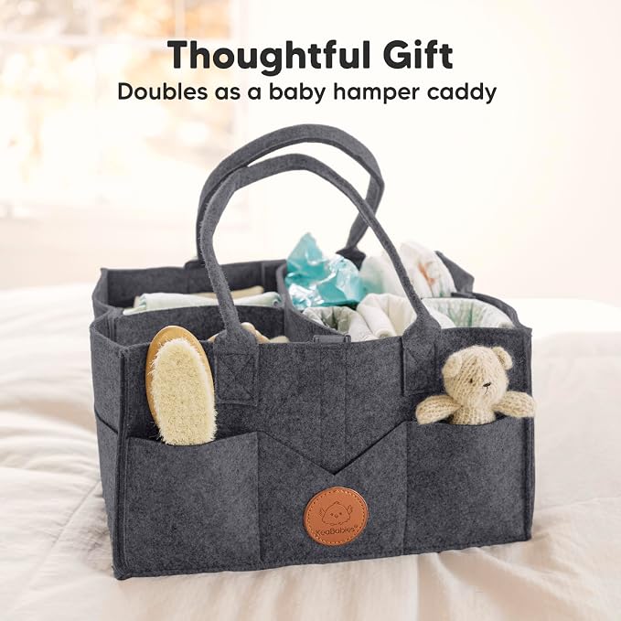KeaBabies Baby Diaper Caddy Organizer with Handle, Portable (Mystic Gray) | Baby Car Organizers and Storage for Nursery, Changing Table, Large Shower Gift Basket for New Mom Gifts & Boy Girl Registry
