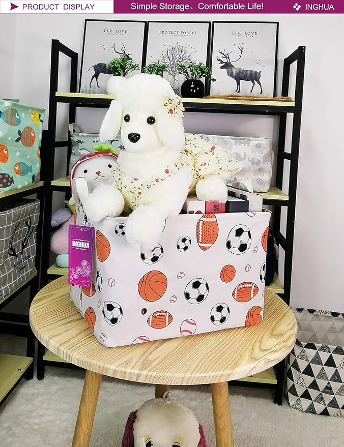 Rectangular Ball game Storage Basket | Gifts Bag for Toys,Books,Clothes,Gifts,Pets-Perfect for Home,Office,Nursery,Dorm,Shelf
