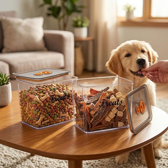 2Pack Pet Food Storage Containers,Airtight Dog Treat Container,Dog Food Storage Container with Tachometer Wheel for Customizing,Suitable for Pet,Bird Seeds,Dog & Cat Treats