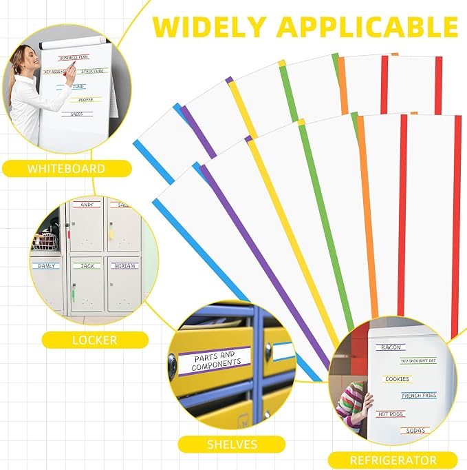 6 Pcs Dry Erase Magnetic Tapes for Classroom Colored Rainbow Adhesive Magnetic Strips Blank Sticky Labels Writable Sheet for Back to School Whiteboard Refrigerator DIY(1 in X 9.8 ft,Vivid)