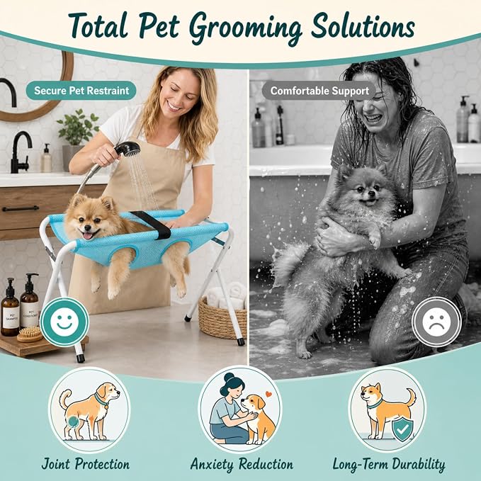 Yoidesu Pet Grooming Hammock for Small Cats & Dogs, Nail Trimming Sling | Breathable mesh, anti-scratch, quick assembly, portable storage, ideal for bathing & ear cleaning, home travel use
