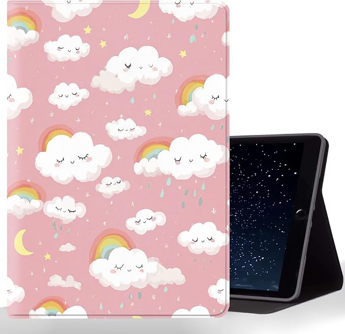 Tablet Case for iPad 10.5 Inch (iPad Air 3/Pro,2017/2019),Shockproof Protective Cover with Stand,Auto Wake/Sleep,Cartoon Cloud Rainbow