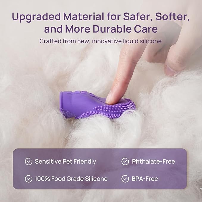 HICC PET Dog Toothbrush, Anti-Slip Dog Tooth Brushing Kit, Dog Finger Toothbrush for Plaque and Tartar Cleaning, Dog Teeth Cleaning for Small & Large Pets, Safer & Softer Liquid Silicone, 4-Pack