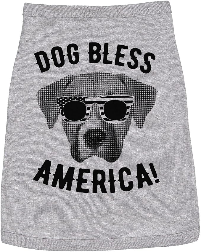 Dog Shirt Dog Bless America Funny Patriotic Clothes for Puppy Grey XXL