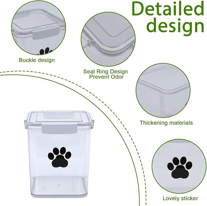 5L Dog Food Storage Container,Airtight Pet Food Storage Containers with Spoon,Plastic Cat Food Container,Dog Treat Container for Pet, Cat, Rabbit,Hamster,Bird Seed - Bright White
