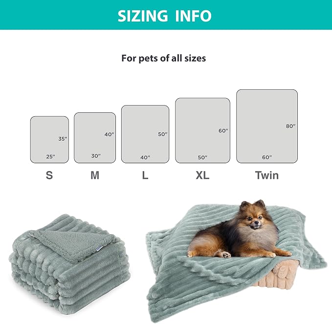 Waterproof Pet Blanket for Large Dogs & Cats - Reversible Calming Plush, Washable Furniture Cover for Couch, Bed, Car Seat, Blocks Leaks, Stains & Pet Fur (Green, 60"x80")