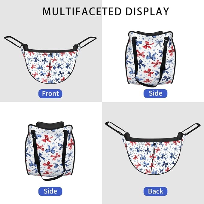 Patriotic Bow Star Car Seat Organizer Backseat Storage Bag, Large Waterproof Vehicle Organizer With Adjustable Straps For Gear Essentials, Fits Most Cars