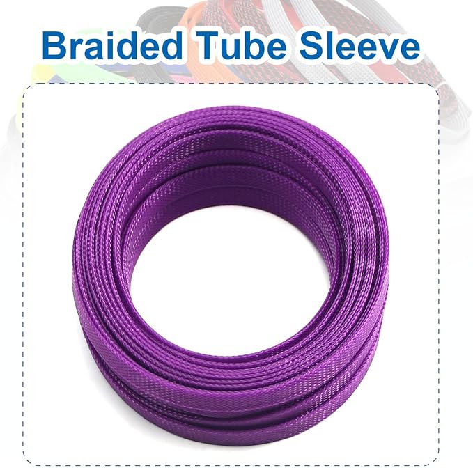 Heyiarbeit 10m/32.8ft PET Expandable Braid Cable Sleeving Flexible Wire Mesh Sleeve Purple 12mm