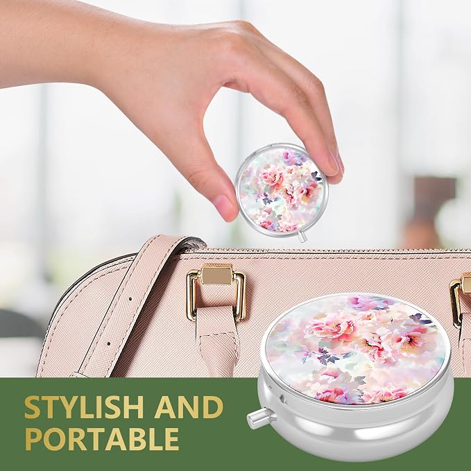 Pill Box, Small Pill Case for Purse & Pocket, Travel Medicine Organizer | Cute Travel Medicine Organizer, Portable Medicine Container Holder to Hold Vitamins, Medication, Fish Oil & Supplement