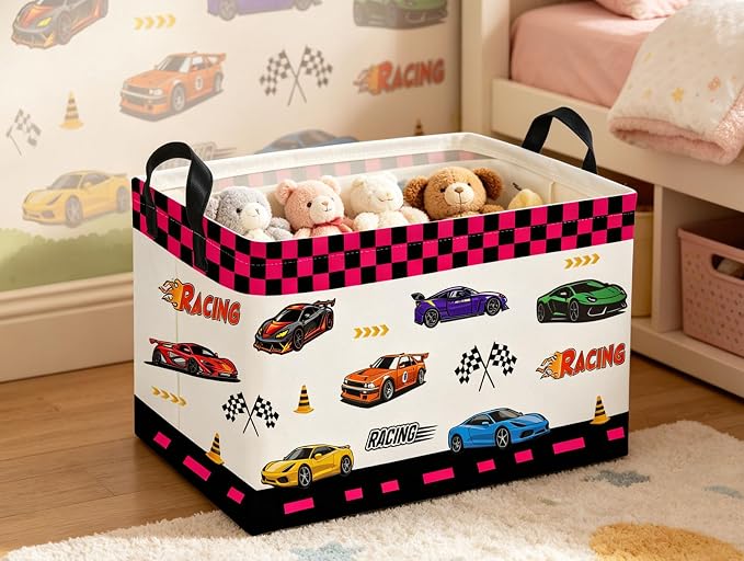 Rectangle Kids Baskets Car Basket Cute Storage Bin Organizer Boys Box for Room Decor Gift Basket(Car)