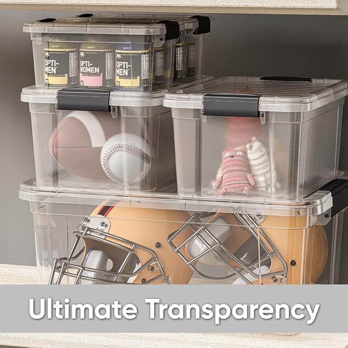 Superio 6.6 Quart Clear Plastic Storage Boxes with Lids, Stackable Organizer Containers, BPA-Free Storage Bins for Home, Office, School & Dorm, 8 Pack