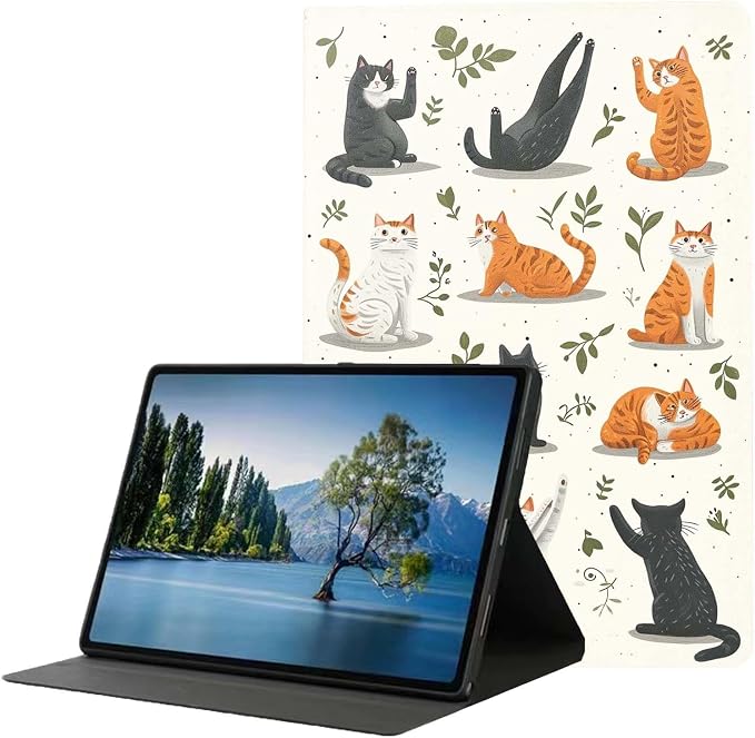 for Samsung Galaxy Tab S9 11" 2023(SM-X710/X716B/X718U) Tablet Case,Premium Leather Folio Stand Auto Wake/Sleep,Multiple Viewing Stand,Cute Cats