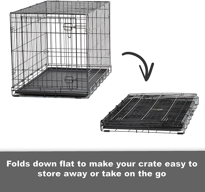 New World by Midwest 30-Inch Double Door Crate, Medium Breeds, 21-40 lbs | Folding Dog Crate, Leak-Proof Tray & Secure Latches, Portable, Durable & Easy to Assemble