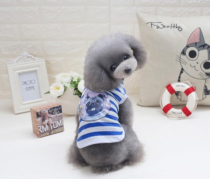 S-Lifeeling Sweet Shirts Spring Summer Teddy Dog Clothes Pet Costumes Handsome-Dog Pattern