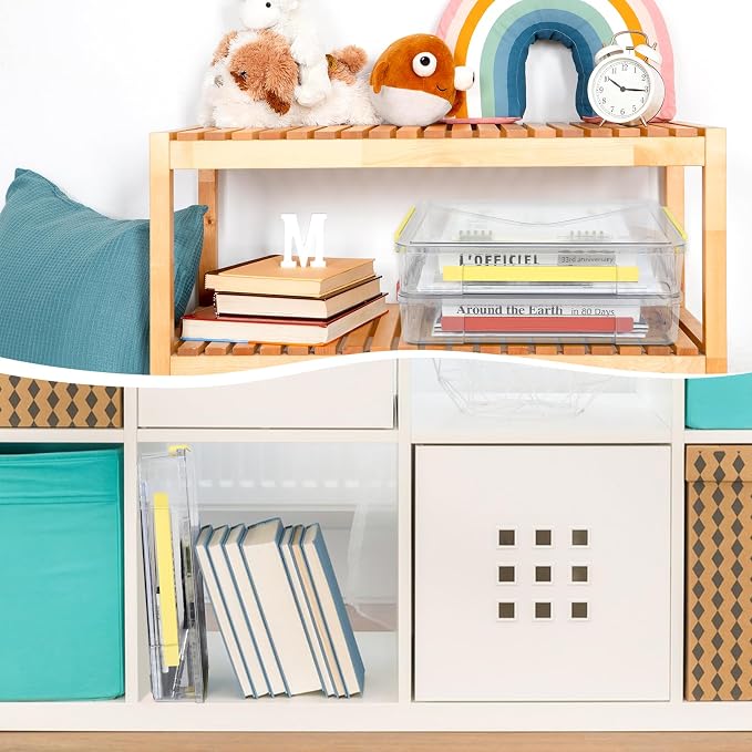 Marte Vanci Plastic Storage Bin with Lid Portable Project Case with Handle Clear Storage Box Transparent File Document Protector Stackable Container for A4 Letter Paper Photo Crafts Scrapbook