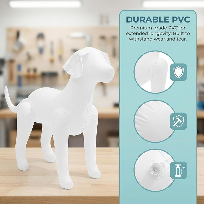 Toddmomy Inflatable Dog Mannequin Standing Display Model for Dog Clothing Pet Shop Display Stand Pet Clothing Exhibition and Grooming Counter 31.49 X 22.04 X 11.41 in