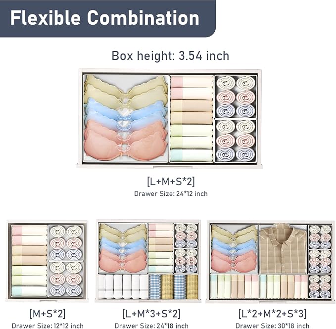 DIMJ Drawer Organizer Clothes - 28 Pack Baby Dresser Organizer for Nursery Closet Organization, Fabric Drawer Organizer Bins for Underwears Socks Bras, Foldable Storage Dividers for Bedroom