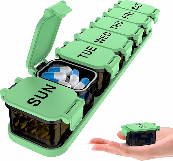 Extra Large Weekly Pill Organizer with 7 Detachable Compartments | XL Pill Organizer, Portable Medicine Pill Organizer for Supplements, Daily Pill Case for Home and Travel