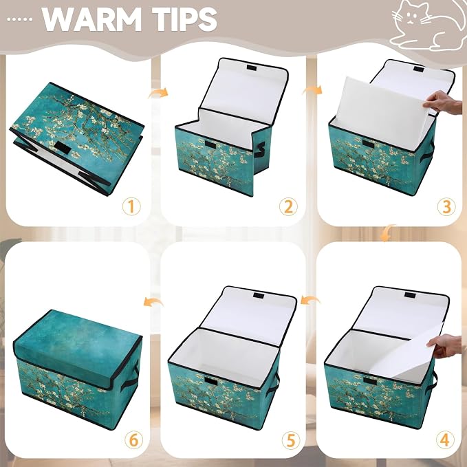 Stackable Storage Bins with Lids,Closet Organizers Fabric Box for Home and Office,Blanket Clothes Organizers,Under Bed Storage Containers 3 Pack