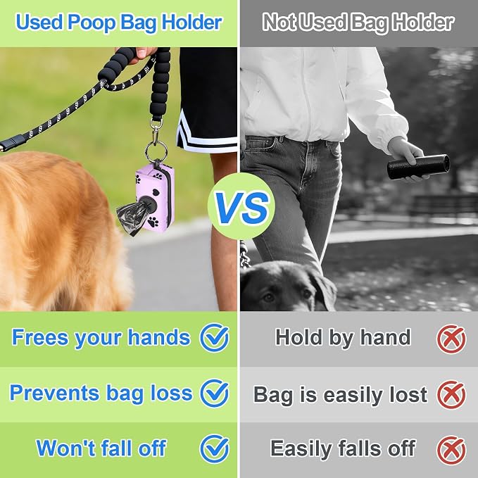 2pack Dog Poop Bag Holder Zippered Pet Waste Bags Dispenser Black