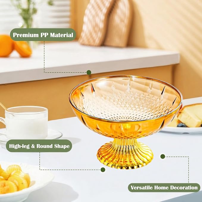 Decorative Pedestal Bowl Dessert Display Snack Tray Footed Fruit Bowl for Dining Table Kitchen Counter Home, B Brown