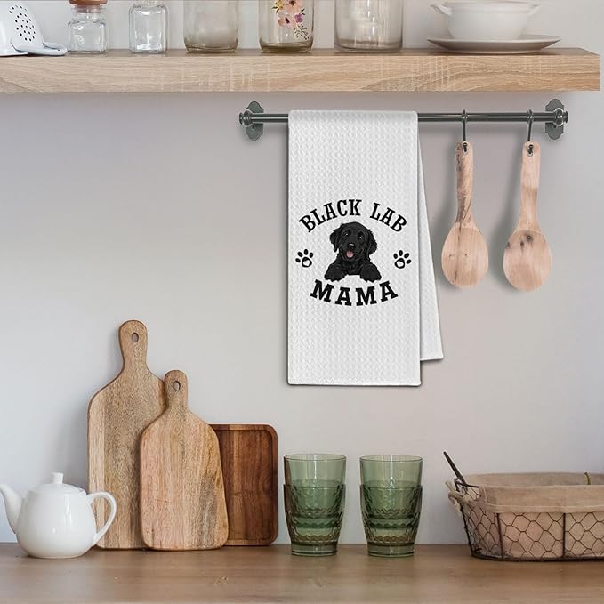Black Lab Kitchen Towels, Dog Mama Black Labrador Retriever Gifts for Women & Dogs Moms, Dog Lover Gifts Decorative Hand Towels for Bathroom, 16x24 Inch