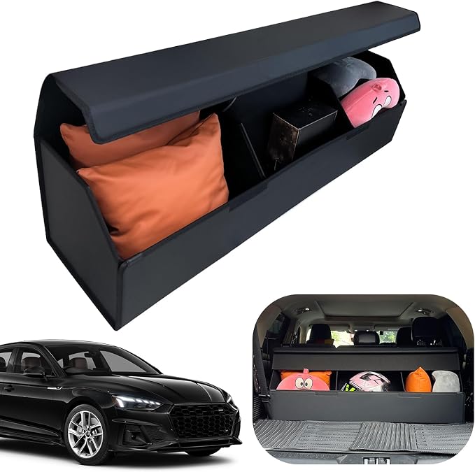 Car Trunk Organizer for For Audi A4 - Custom Fit,Easy Installation，Large Space Outdoor Trunk Organizer with Leather,Hook and Loop Fastener,4-Layer Cover,For Audi A4 2017-2025