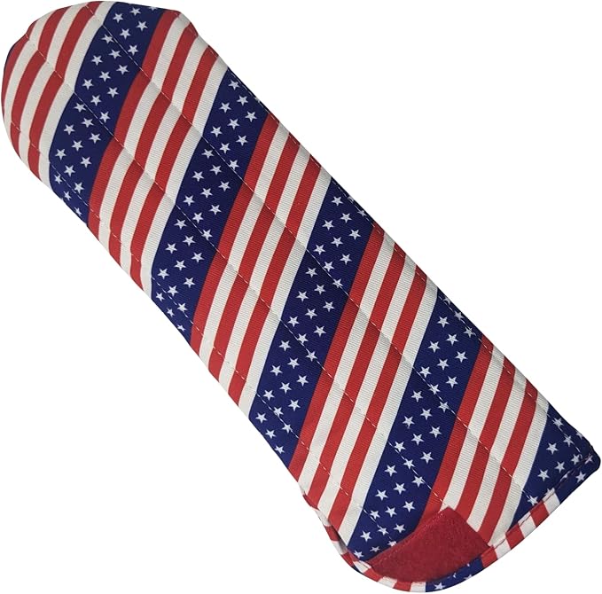 Case/Cover [Heat Resistant] for Curling Irons, Flat Irons or Straighteners, and Styling Irons, Silicone Coated Lining and Quilted Cotton Pouch for Travel, Gym, or Home [USA Flag]