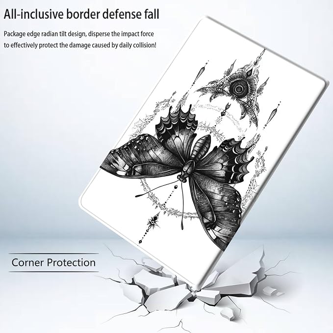 Bxgolkgd Tablet Case for Samsung Galaxy Tab S8 Plus 2022/S7 FE 2021/S7 Plus 2020 12.4 Inch,Shockproof Stand Cover with Heat Dissipation,Auto Wake/Sleep Function,Butterfly Totem