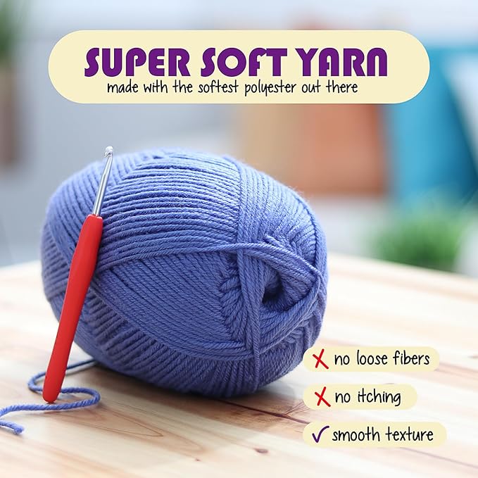 Crochet Kit for Beginners Adults and Kids - Beginner Crochet Kit for Adults with Step-by-Step Video Tutorials, Amigurumi and Crocheting Kit, Crochet Starter Kit with Soft Crochet Yarn and Crochet Bag
