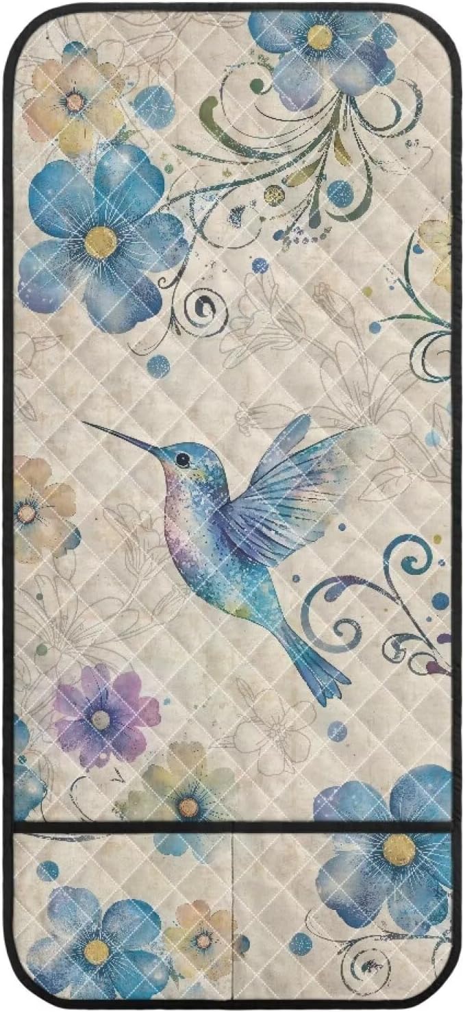 Blue Hummingbird Stretch Armrest Covers Couch Arm Cover Non-Slip Arm Rest Covers with 2 Pockets Armchair Slipcovers for Recliner Furniture Protector Home Decor