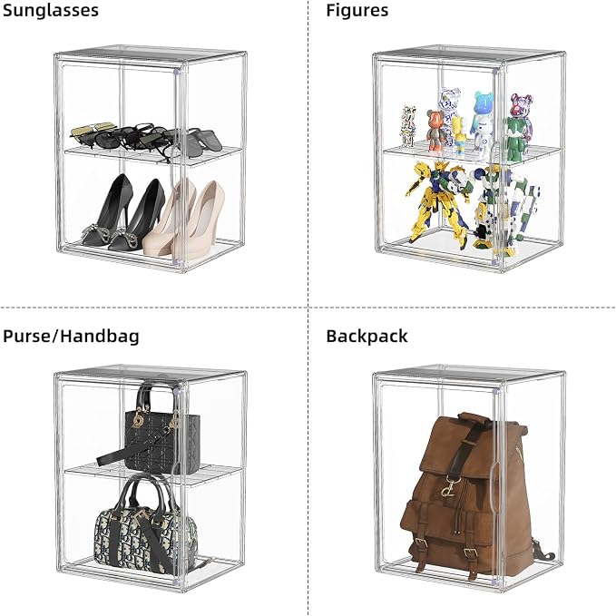 Clear Acrylic Display Case for Boot Storage Organizer Tall Boots Boxes Clear Plastic Stackable Shoe Organizer Box, For Sneakers, Heels, Figures, Handbag, Purse, XXX-L, 1 Pack