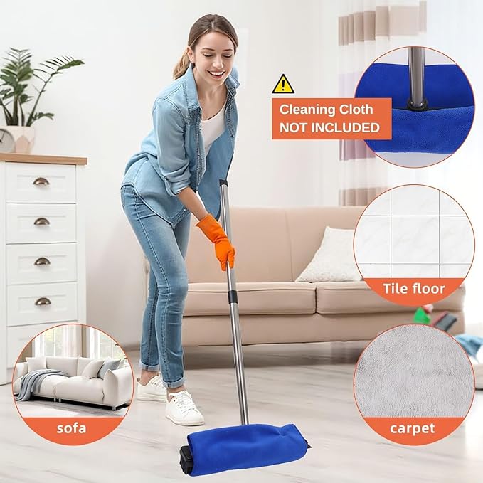 Carpet Rake Reusable Pet Hair Remover Rubber Broom with Squeegee for Pet Hair Removal Tool 59" Long Handle Cat and Dog Hair Remover for Area Rugs, Carpet, Hardwood Floor, Tile