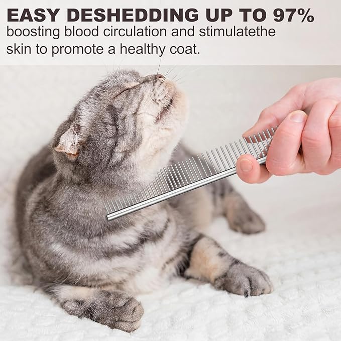 Yaomiao Dog Brush Grooming Kit 9 Pcs Kit with Pet Nail Clipper and File Cat Grooming Deshedding Undercoat Rake Comb for All Breeds Sizes Promotes Healthy Skin Coat(Fresh Color)