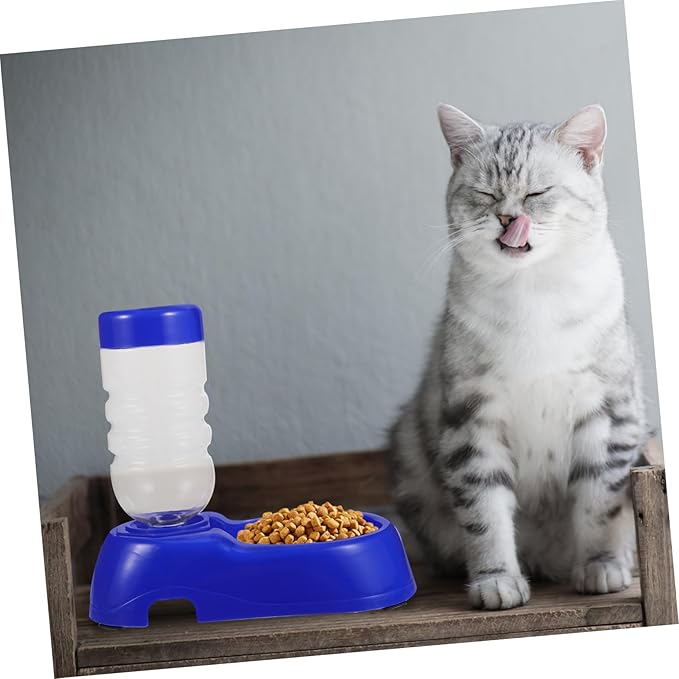 balacoo Dog Waterer Pet Food Feeder and Water Water Dispenser Bowl Gravity Water Bowl for Dogs Cats (Blue)