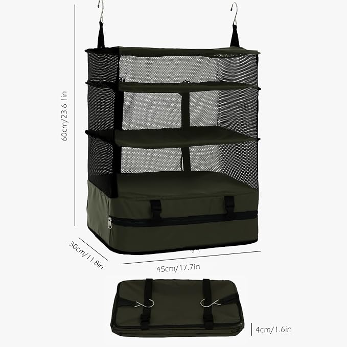 TABITORA Portable Hanging Travel Shelves Bag Packing Cube Organizer Suitcase Storage Large Capacity