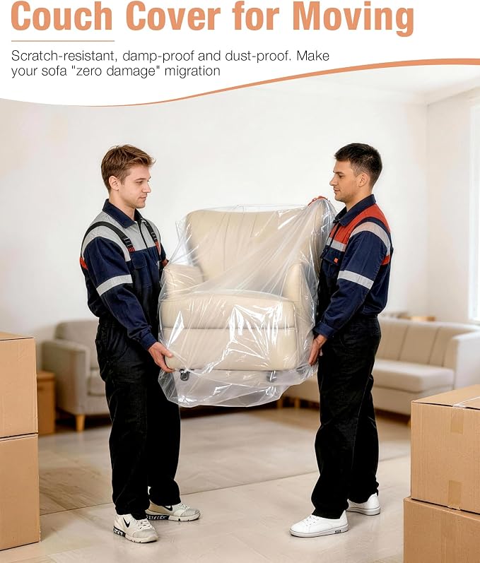 Magicheap Extra Thick 4mil Plastic Chair Cover, 44"H x 36"W x 84"D, Clear | Dust-Proof Sofa Cover for Recliner Chair Armchair Rocking Sofa, Waterproof,Furniture Moving Bags for Moving Storage