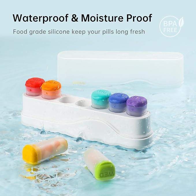 KOVIUU Weekly Pill Organizer 1 Time a Day, Detachable Pill Box 7 Day, White | Travel Pill Case | Once Daily Medication Dispenser | Week Pill Holder Container for Vitamin, Medicine, Supplement | BPA-Free
