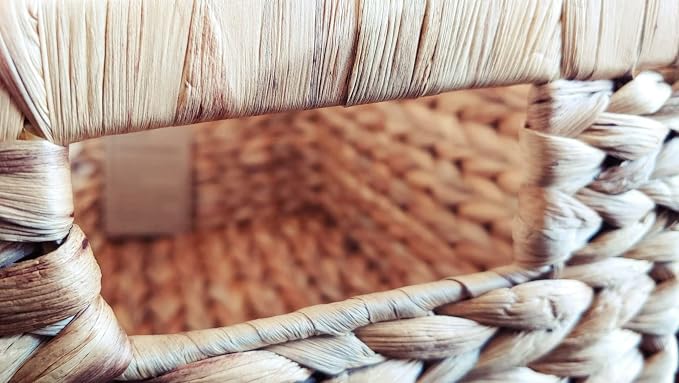 M4DECOR Set of 6 Rectangular Wicker Storage Baskets for Shelves | Water Hyacinth Storage Baskets, Pantry Baskets for Organizing, Handwoven