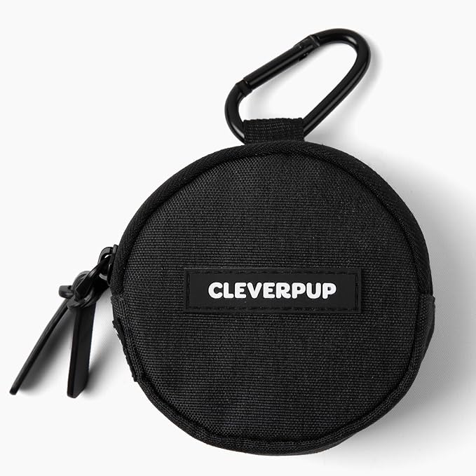 Cleverpup Snackpack Double Insulated Dog Treat Pouch – 1.5 Cup Capacity, 2 BPA-Free Waterproof Zipper Pockets, Carabiner for Belt/Leash – Compact Training & Travel Bag – Graphite