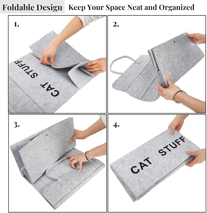ZAVOOS 2 Pack Cat Wand Toy Storage Bag, Wall Hanging Organzier | Cat Teaser Holder with Handle, Durable Pet Toy Organizer Bag for Indoor Neatly Organizing Pet Supplies, Feline Safety