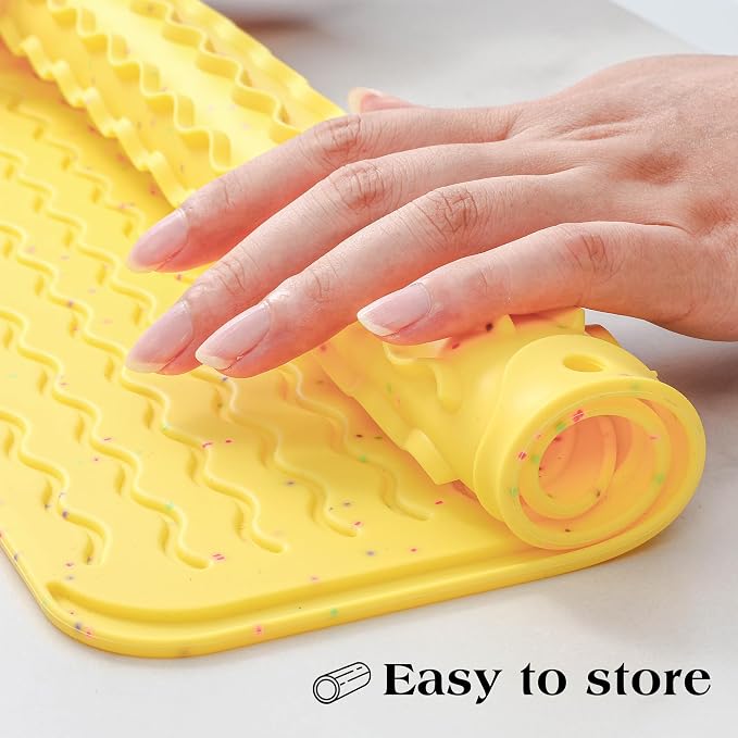 CAKETIME 2 Pack Multicolor Silicone Dish Drying Mat for Kitchen Counter Under Espresso Machine Appliance Sink Protector Pet Food Mat Stone Rack Trays Drain Extra Large 24"*18" Yellow