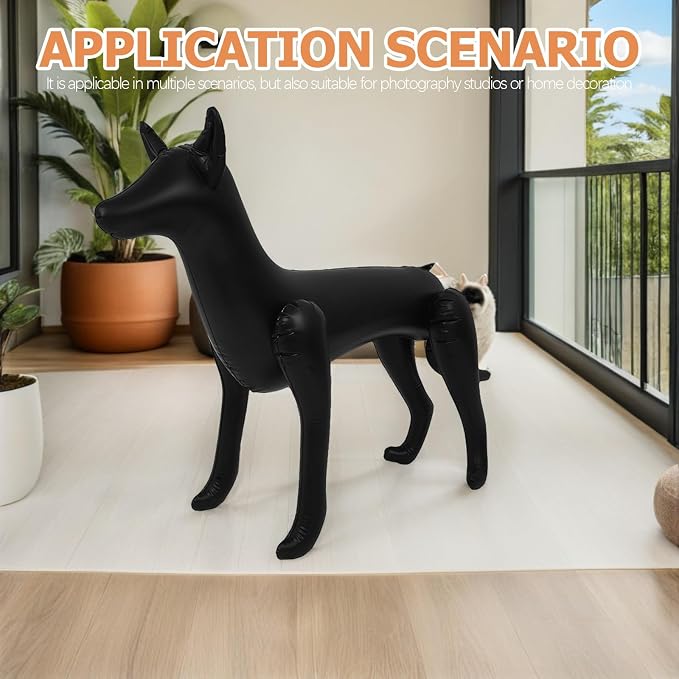 GALPADA Inflatable Dog Mannequin Display Stand Pet Clothes Showcase 2pcs Lightweight and Waterproof PVC Model Dog Rack Black for Pet Clothing for Store Counters and Parties