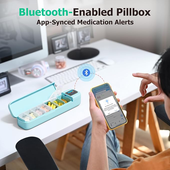Daviky Automatic Pill Dispenser, Smart Pill Organizer with Alarm | Pill Box 7 Day with APP, Weekly Travel Pill Case, Portable Pill Reminder for Medicines, Supplements and Vitamins