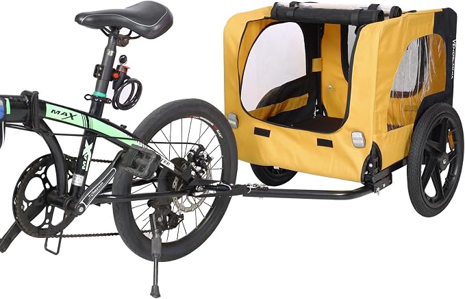 ZeHuoGe Pet Bike Trailer for Small to Medium Pets, Pet Cart Bicycle Wagon,23.62”x17.71” Roomy Cabin, Foldable & Portable, Universal Fit for 20”-29” Bikes