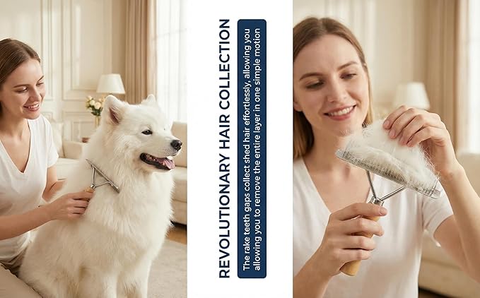 Angoily Horse Nail Rake, Livestock Brush Practical Hair Comb with Wooden Handle Metal Pins, Pet Hairbrush Dog Cat Undercoat Rake Grooming Tool for Cattle Goat Sheep, Cleaning Supply for Removing Mud